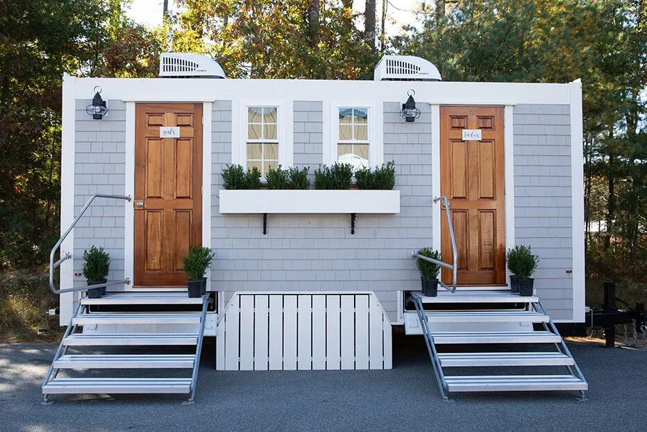 Wedding restroom units discretely staged at a venue in Catonsville, Maryland